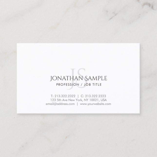 Carte De Visite Moderne simple chic tendance Monogram Plain (Devant)