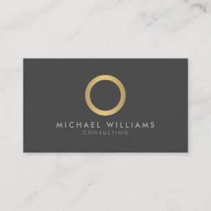 Carte de visite moderne simple Gold Circle gris