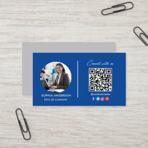 Carte De Visite Moderne Simple Minimaliste QR Code Social Media Bl