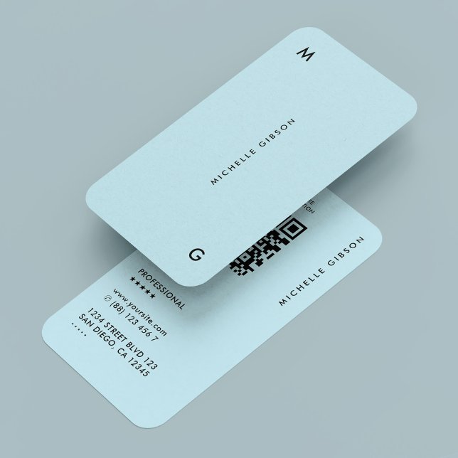 Carte De Visite Moderne simple Pastel Sky Blue Professional (Modern Simple Pastel Sky Blue Professional Business Card
)