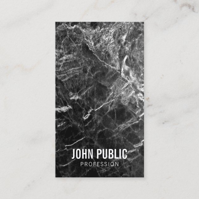 Carte De Visite Moderne Simple Professionnel Modèle Noir Marbre (Devant)