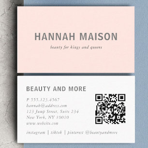 Carte De Visite Moderne, simple, professionnel, salon, rose clair,