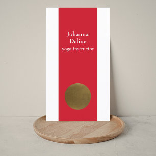 Carte De Visite Moderne Simple Rouge Faux Cooper Cercle Yoga Studi