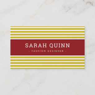 Carte De Visite MODERNE STRIPE MINIMALE marron rouge moutarde