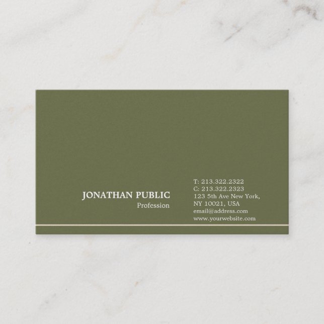 Carte De Visite Moderne stylish Plain Pearl Finish Luxe (Devant)