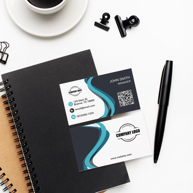 Carte De Visite Moderne Swirls Professionnel (Modern Blue Swirl Business Cards)