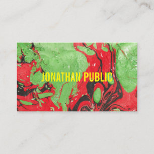 Carte De Visite Moderne tendance Art Abstrait élégant Rouge Vert