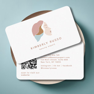Carte De Visite Moderne, tendance, Code QR, Salon, Logo Femmes
