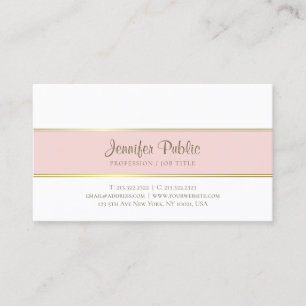 Carte De Visite Moderne tendance Elégant Rose Or Blanc Simple Plat