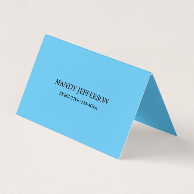 Carte De Visite Moderne tendance Élégant Simple Blue Manager (Devant)