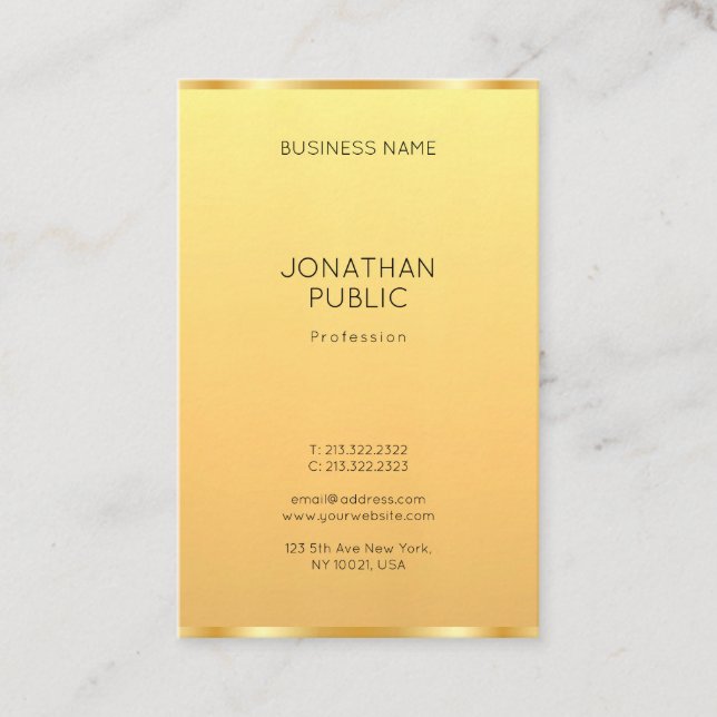 Carte De Visite Moderne tendance Faux Gold Elégant Simple Modèle (Devant)
