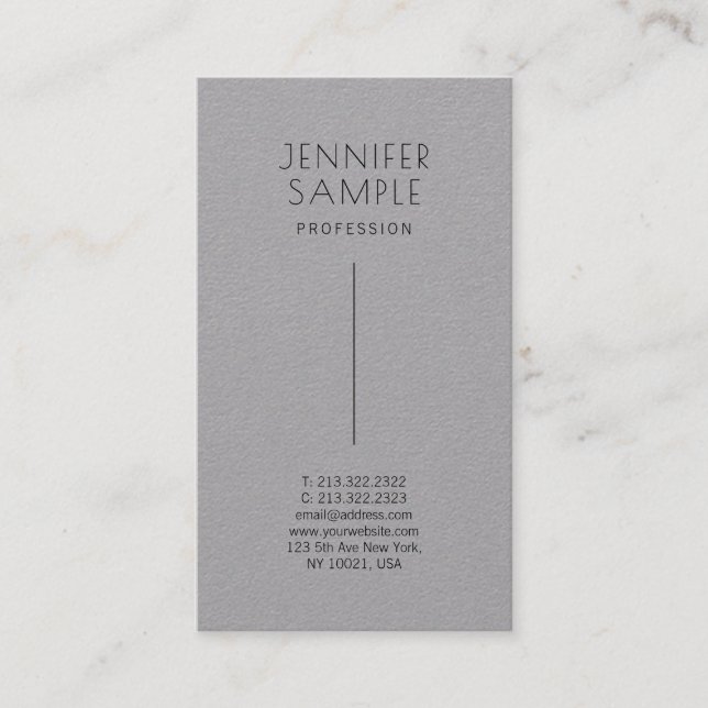 Carte De Visite Moderne tendance minimal élégant gris haut de gamm (Devant)