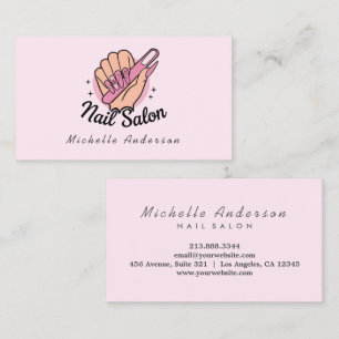 Carte De Visite Moderne tendance Nails Salon Nail Technicien Pink 