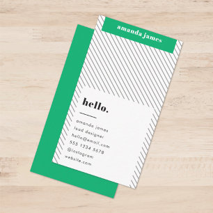 Carte De Visite Moderne Tendance Style Vert Diagonal Grille