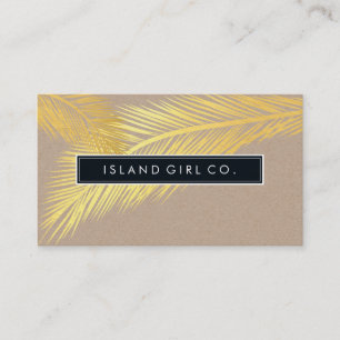 Carte De Visite MODERNE TROPICAL PALM FRONDS logo or kraft tendanc
