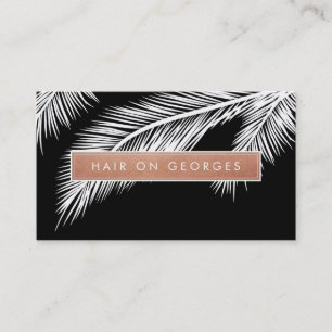 Carte De Visite MODERNE TROPICAL PALM FRONDS logo tendance or rose