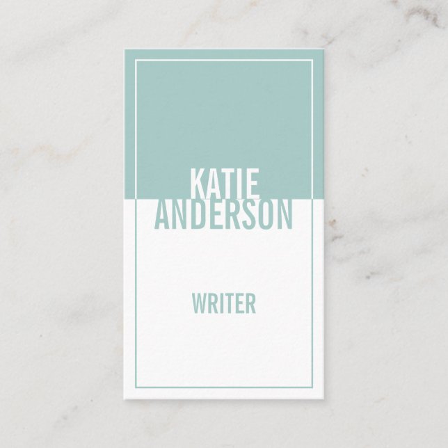 Carte De Visite Moderne turquoise et blanc simple géométrique mini (Devant)