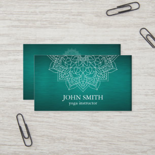 Carte De Visite Moderne Turquoise & Or Mandala Yoga Instructeur Bu