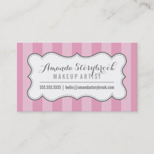 Carte De Visite MODERNE VINTAGE rayé motif tendance gris rose