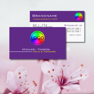 Carte De Visite Moderne violet blanc simple avec logo professionne
