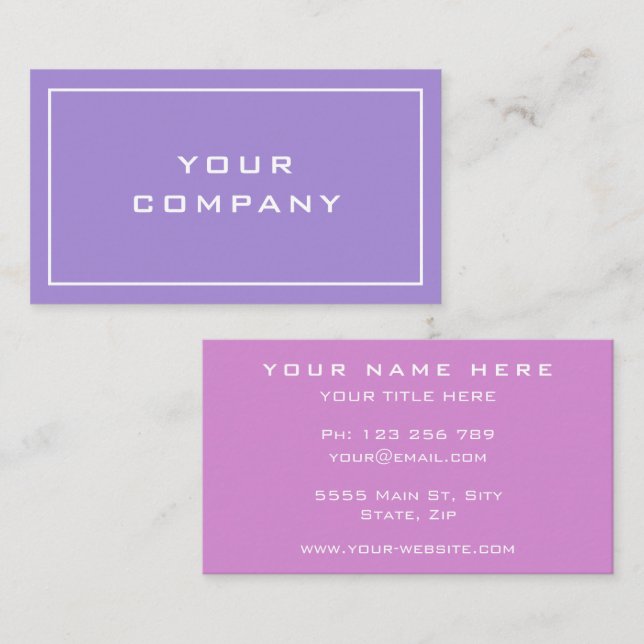 Carte de visite moderne violet rose Choisir les co (Devant / Derrière)