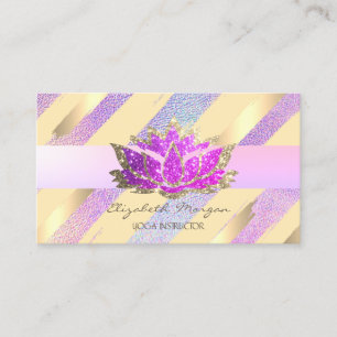 Carte De Visite Modernes Lotus holographique à rayures dorées