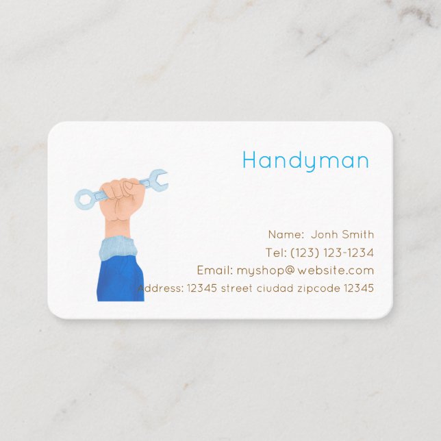 carte de visite modifiable des services handiman (Devant)