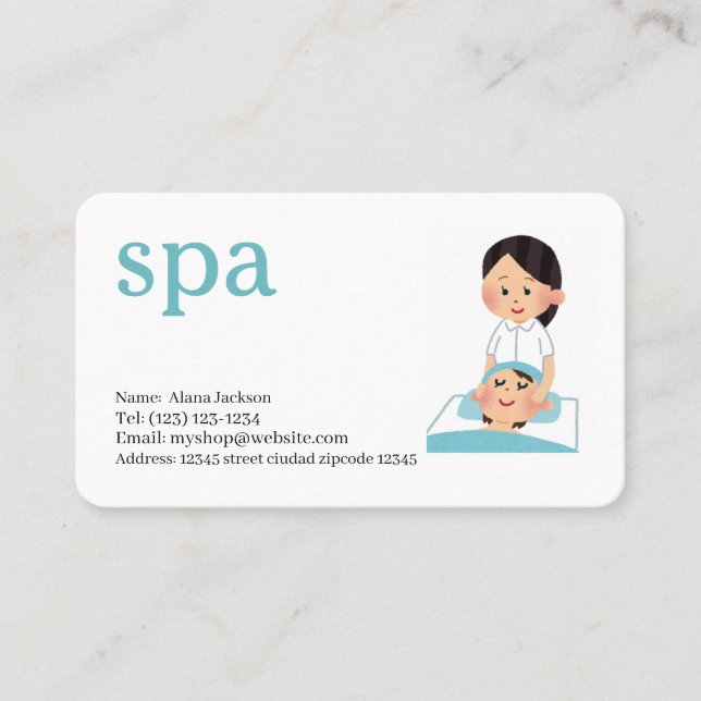 carte de visite modifiable des services spa (Devant)