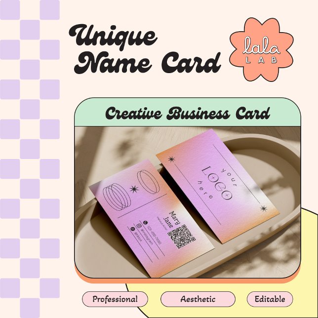 Carte de visite modifiable tendance dégradé rose (Créateur téléchargé)