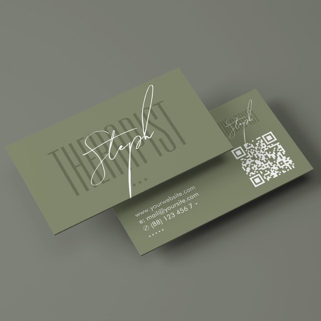 Carte De Visite Moins Physique Thérapeute Signature Sage Moderne (Minimal Physical Therapist Podiatrist Sage Modern Business Card
)