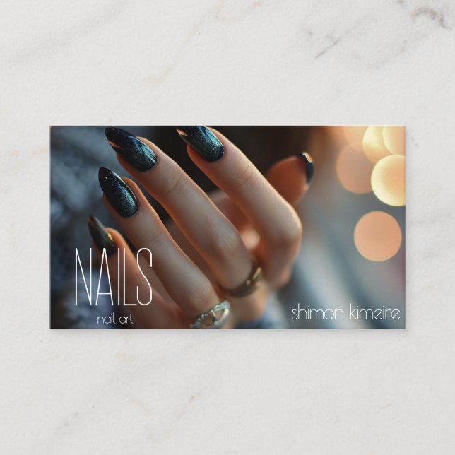 Carte De Visite Molten Black Sparkles Nail Art (Devant)