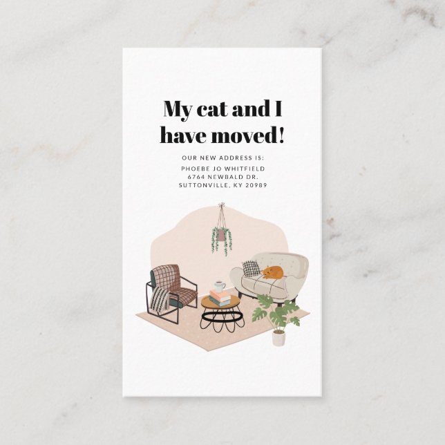 Carte De Visite Mon chat et moi avons déménagé Changement d'adress (Devant)