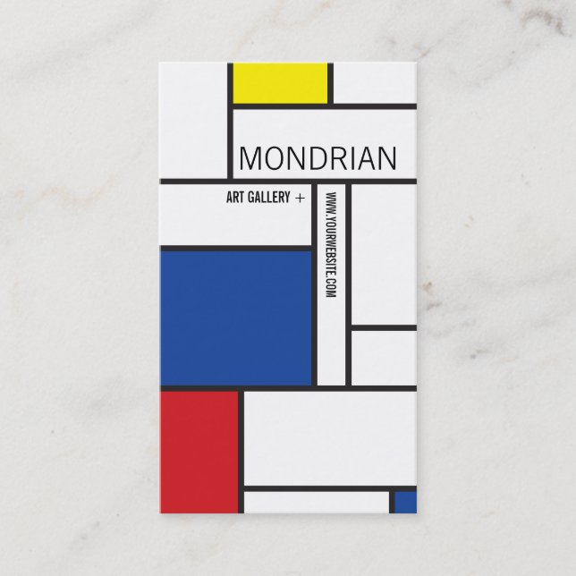 Carte De Visite Mondrian Art Moderne De Stijl Minimaliste Abstrait (Devant)