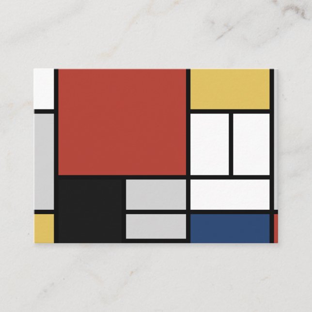Carte De Visite Mondrian Peinture Rouge Plane Jaune Noir Gris Bleu (Devant)