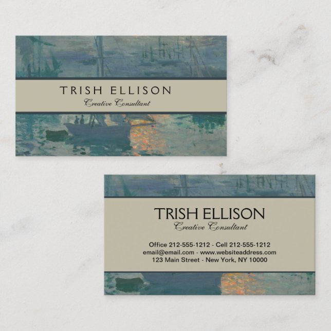 Carte De Visite Monet Sunrise Marine Impressionnisme peinture (Devant / Derrière)