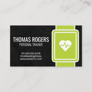 Carte De Visite Moniteur cardiaque vert   Formateur personnel