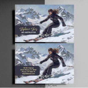 Carte De Visite Monitrice de ski femme alpine