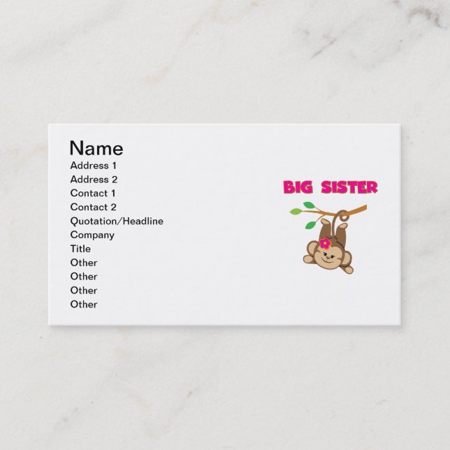 Carte De Visite Monkey Big Sister (Devant)