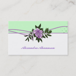 Carte De Visite Monnaie rose violet sauvage vert, blanc fleuri