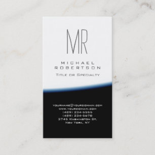 Carte de visite Monogram Blue Black White Chubby