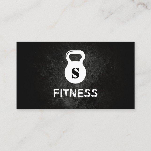Carte De Visite Monogram Dark Grunge Fitness professionnelle (Devant)