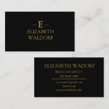 Carte de visite Monogram de luxe - Noir & Or