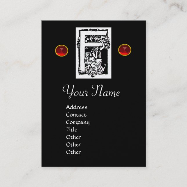 Carte De Visite MONOGRAM F, RUBY Pearl Paper (Devant)