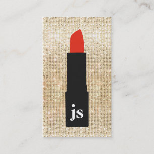 Carte De Visite Monogram Gold Sequin Maquillage Artiste Lipstick B