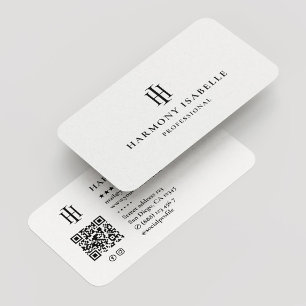 Carte De Visite Monogram HI Logo Professionnel Élégant Blanc