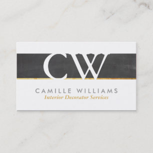 Carte De Visite MONOGRAM LOGO cool rougeâtre en damier gris or