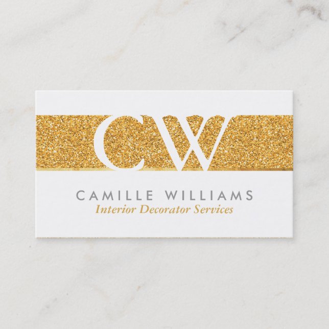 Carte De Visite MONOGRAM LOGO Smart glamour feuille d'or parties s (Devant)