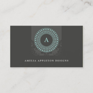 Carte De Visite MONOGRAM moderne style rotor gris menthe
