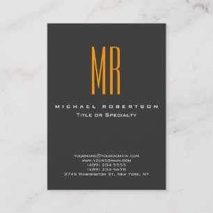 Carte de visite Monogram Orange Yellow Grey Chubby