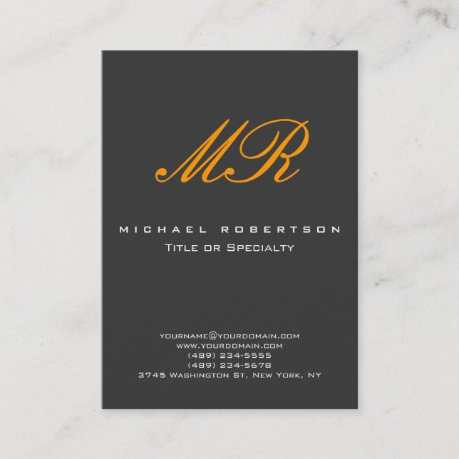 Carte de visite Monogram Orange Yellow Grey Chubby (Devant)
